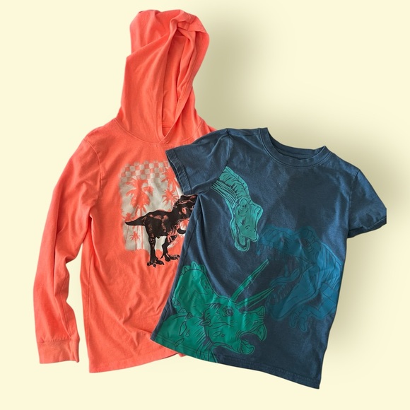 Cat & Jack Other - Cat & Jack Blue Dinosaur Tee and Arizona Orange T-Rex Long Sleeve Mini Bundle 🦖